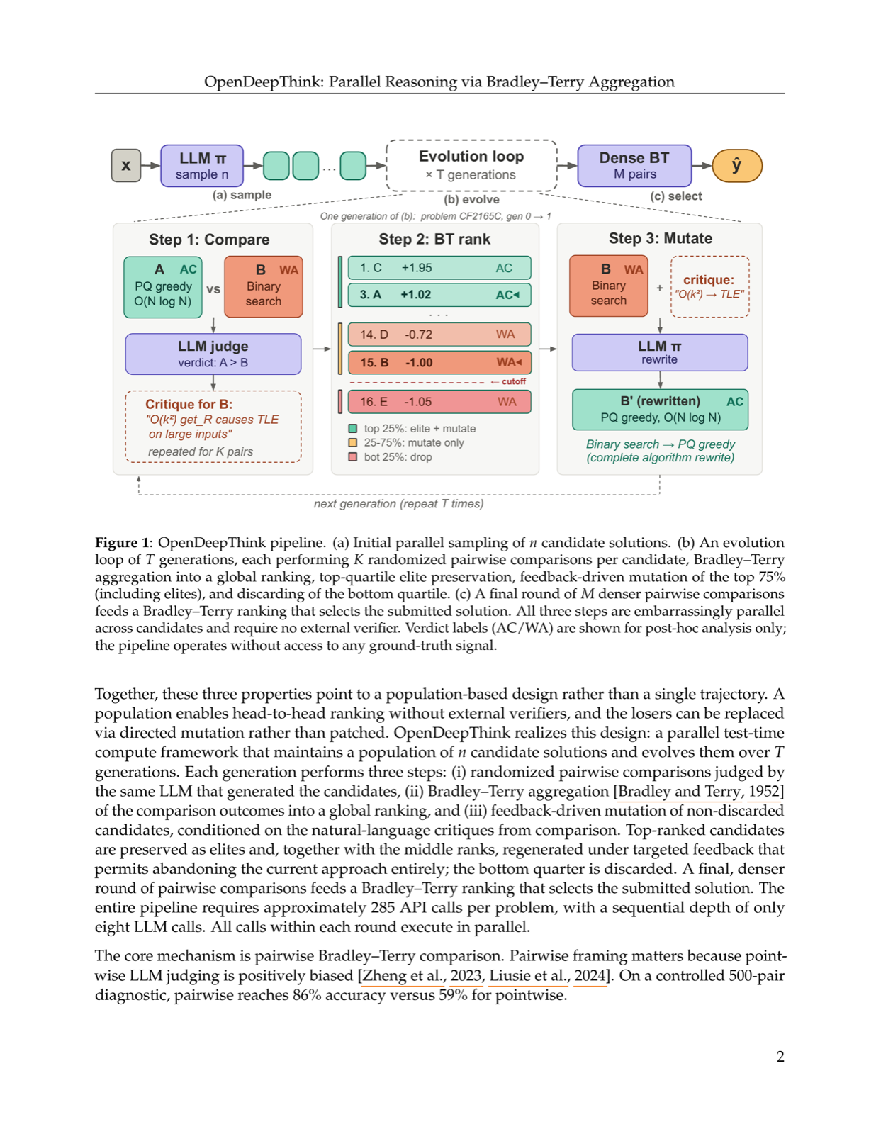 OpenDeepThink: Parallel Reasoning via Bradley--Terry Aggregation