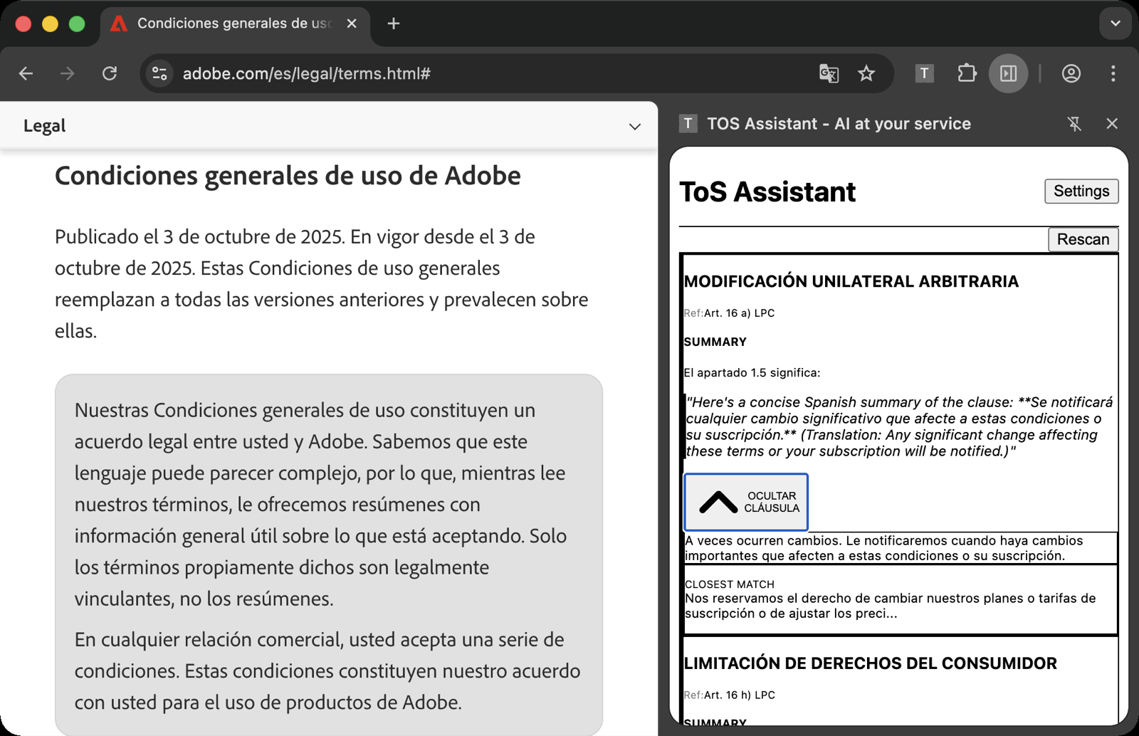 Retrieval-Augmented Detection of Potentially Abusive Clauses in Chilean Terms of Service