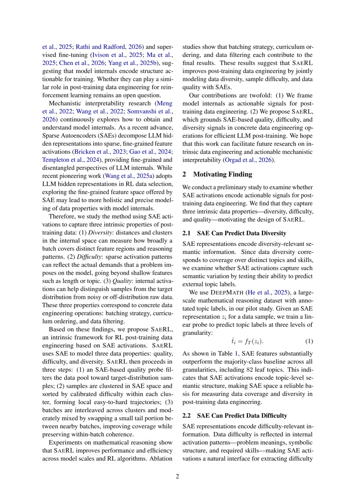 Guiding LLM Post-training Data Engineering with Model Internals from Sparse Autoencoders