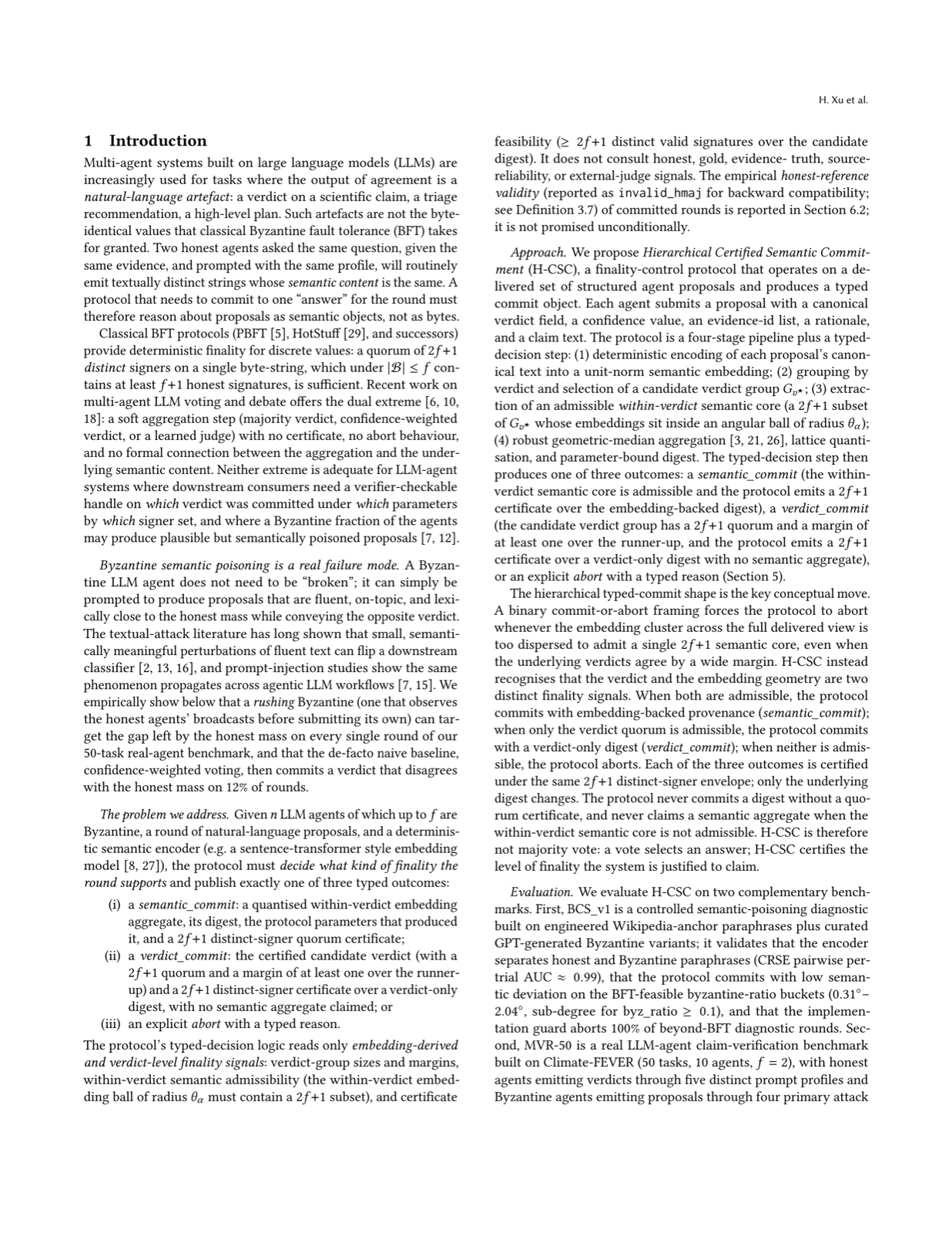 Hierarchical Certified Semantic Commitment for Byzantine-Resilient LLM-Agent Collaboration