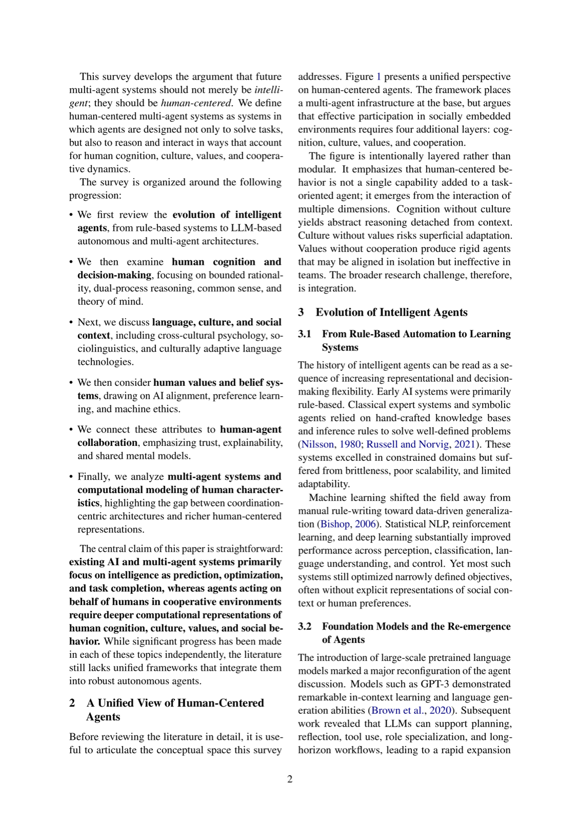 Toward Human-Centered Multi-Agent Systems: Integrating Cognition, Culture, Values, and Cooperation in AI Agents