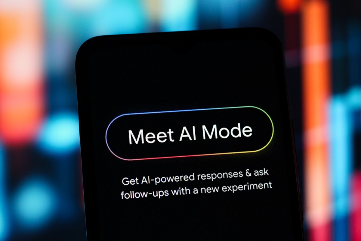 Google Meet AI Mode logo on smartphone screen