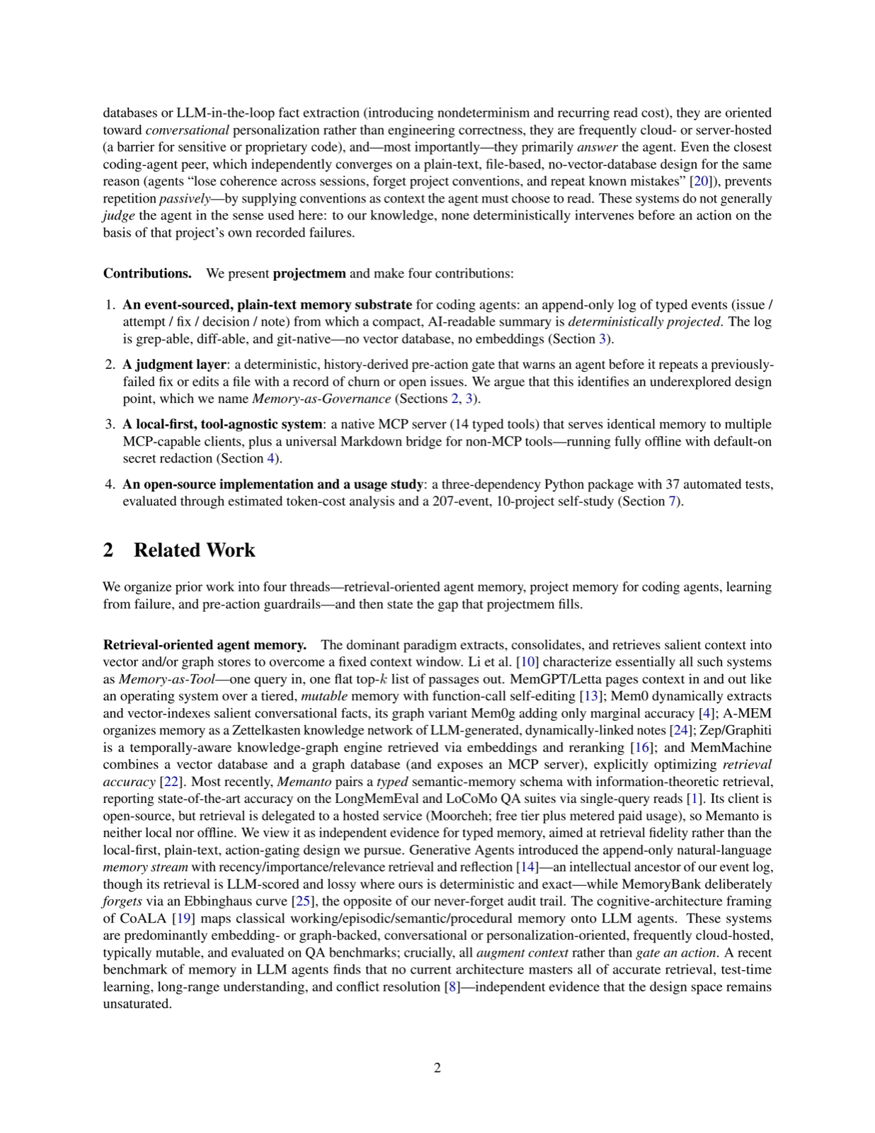 PROJECTMEM: A Local-First, Event-Sourced Memory and Judgment Layer for AI Coding Agents