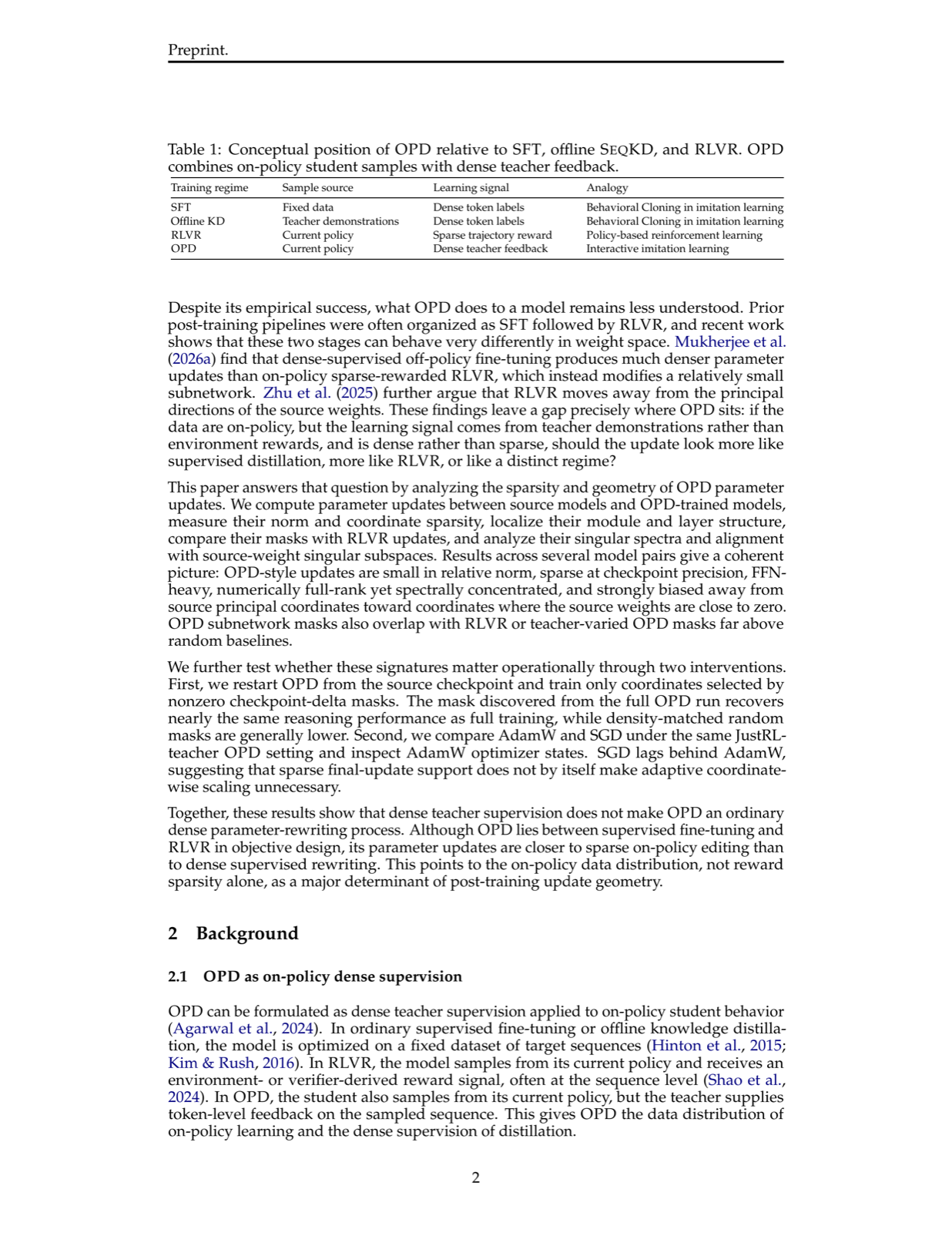 Dense Supervision, Sparse Updates: On the Sparsity and Geometry of On-Policy Distillation