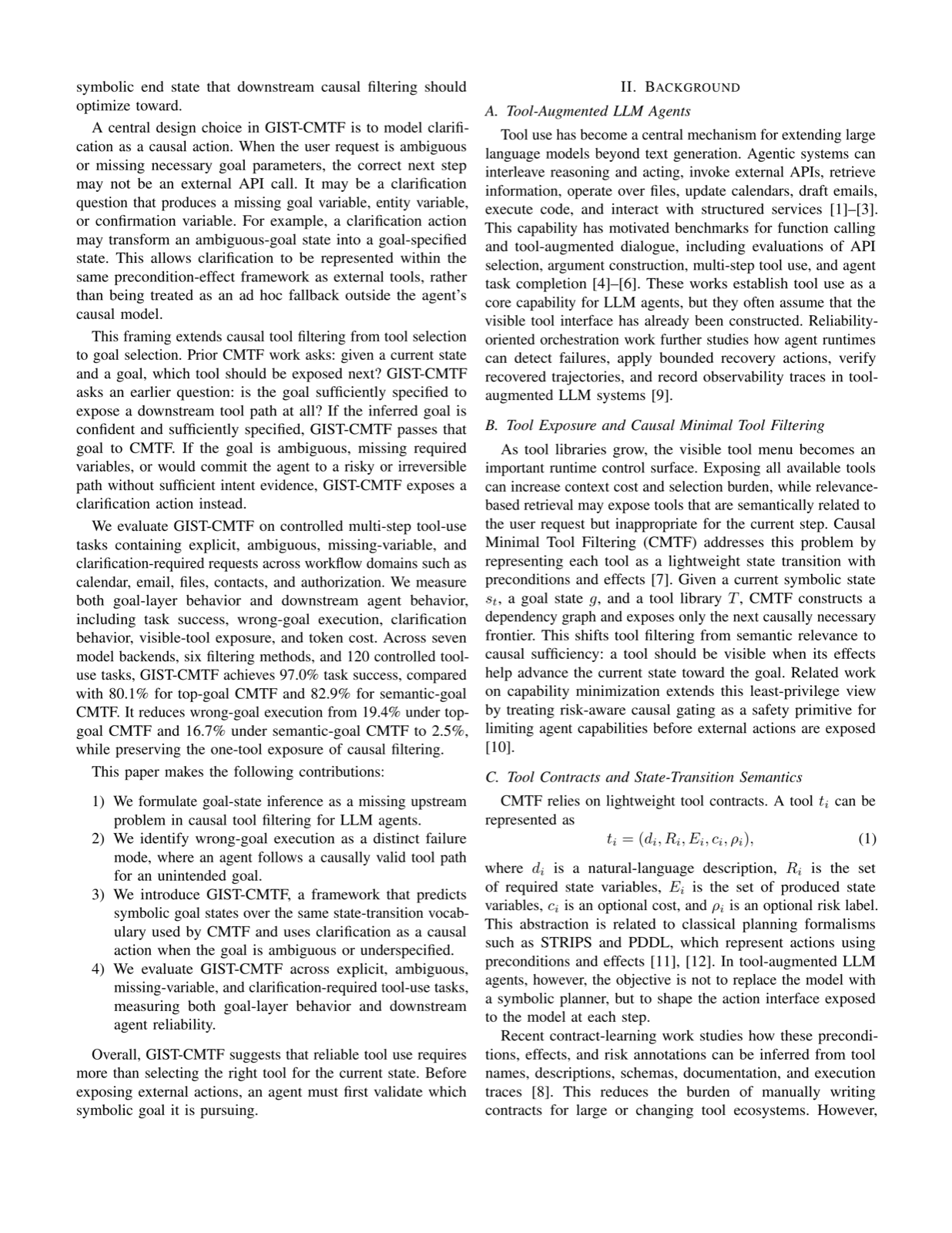 GIST-CMTF: Goal-State Inference for Causal Minimal Tool Filtering in LLM Agents