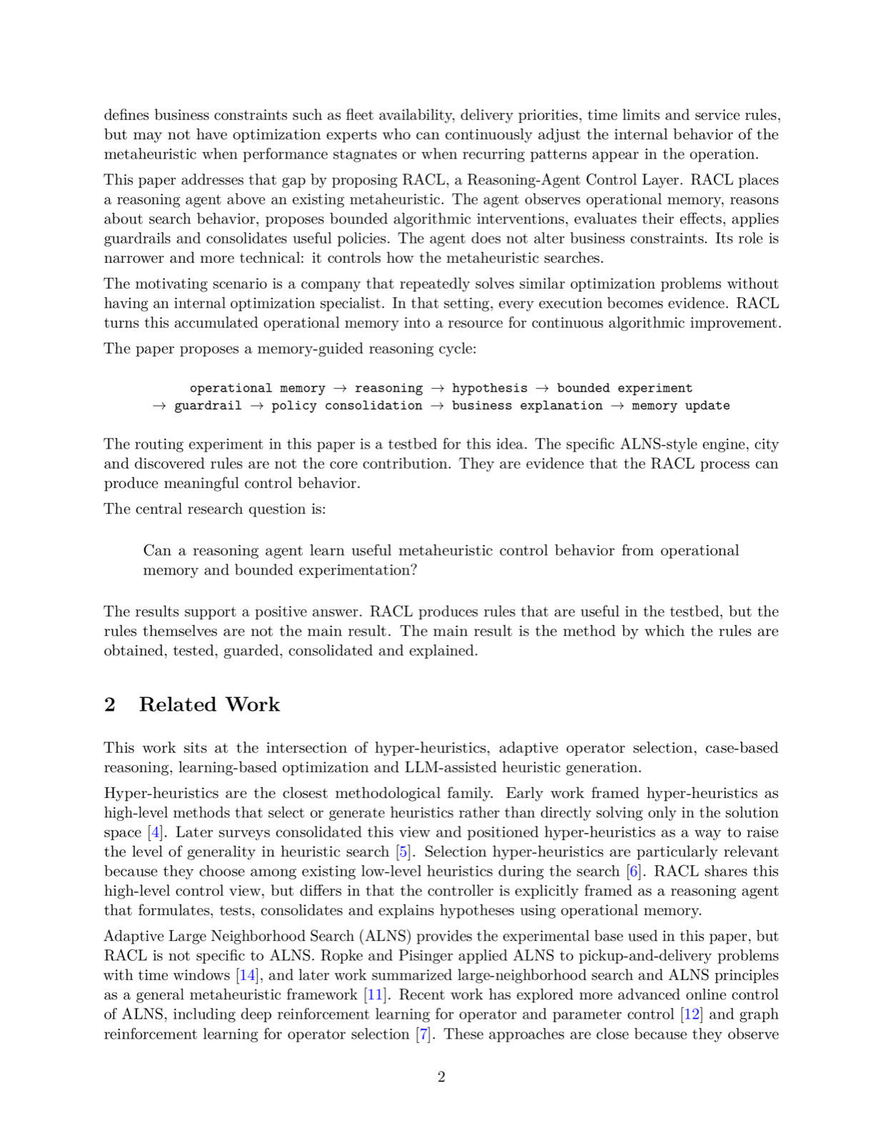 RACL: Reasoning-Agent Control Layers for Continuous Metaheuristic Learning