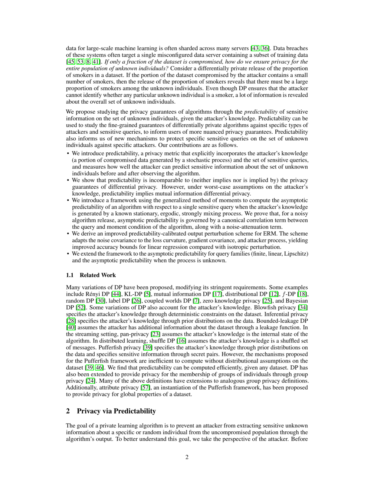 Predictability as a Fine-Grained Measure for Privacy