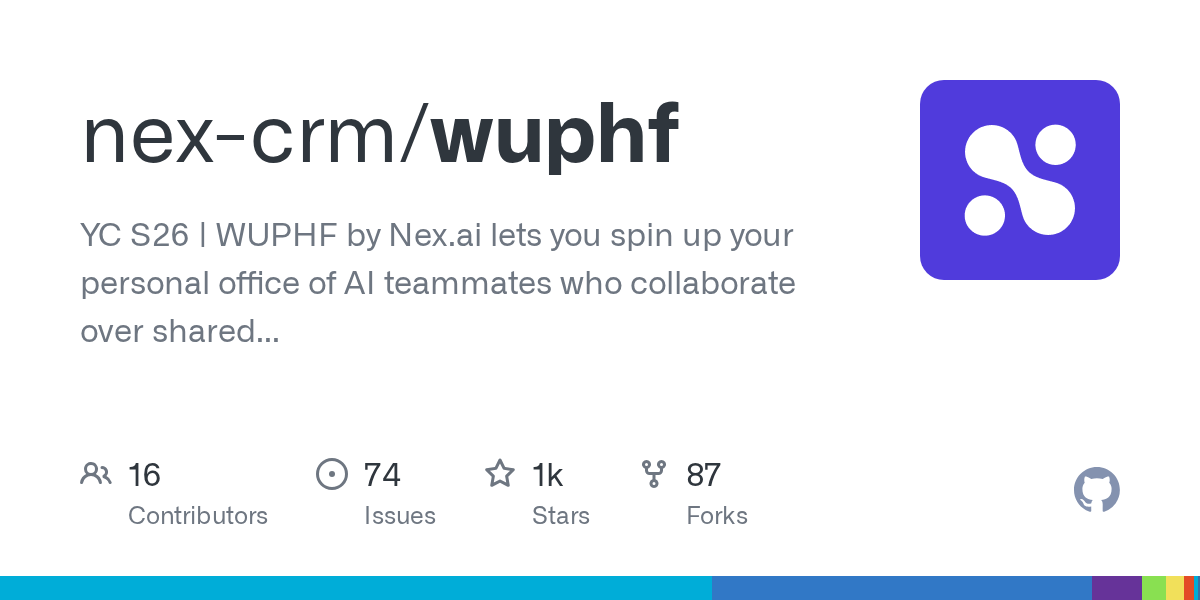 GitHub repository interface for WUPHF project
