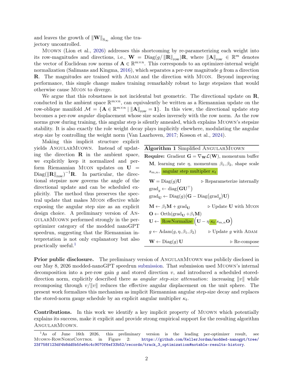 Muown Implicitly Performs Angular Step-size Decay