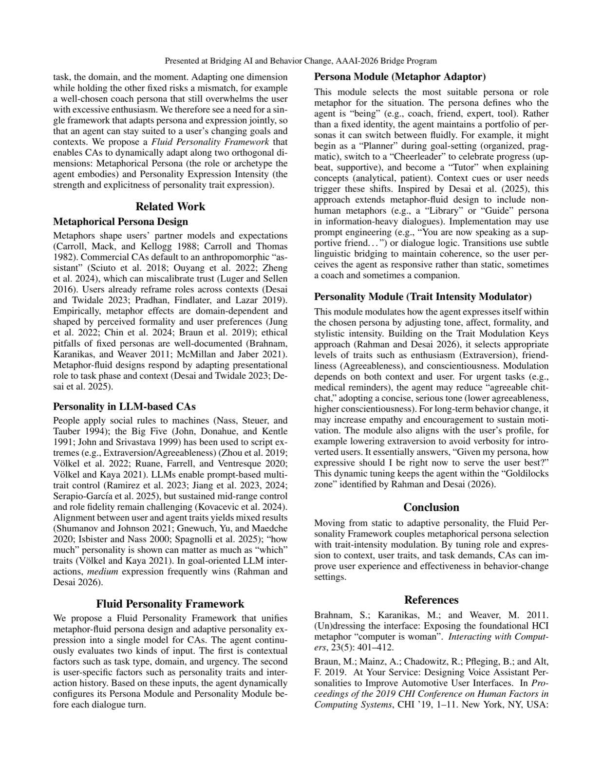 Behavior-Adaptive Conversational Agents: Toward a Fluid Personality Framework