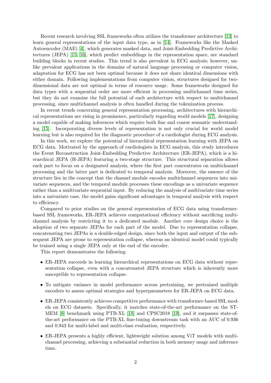 A Lightweight Self-Supervised Learning Framework for Multivariate Time Series using Hierarchical-JEPA on ECG Data