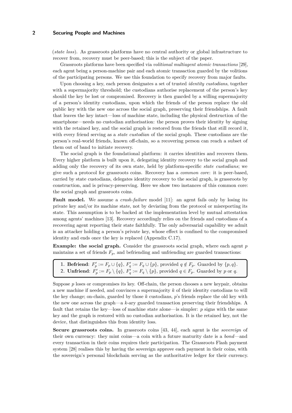 Securing People and their Machines Against Major Faults