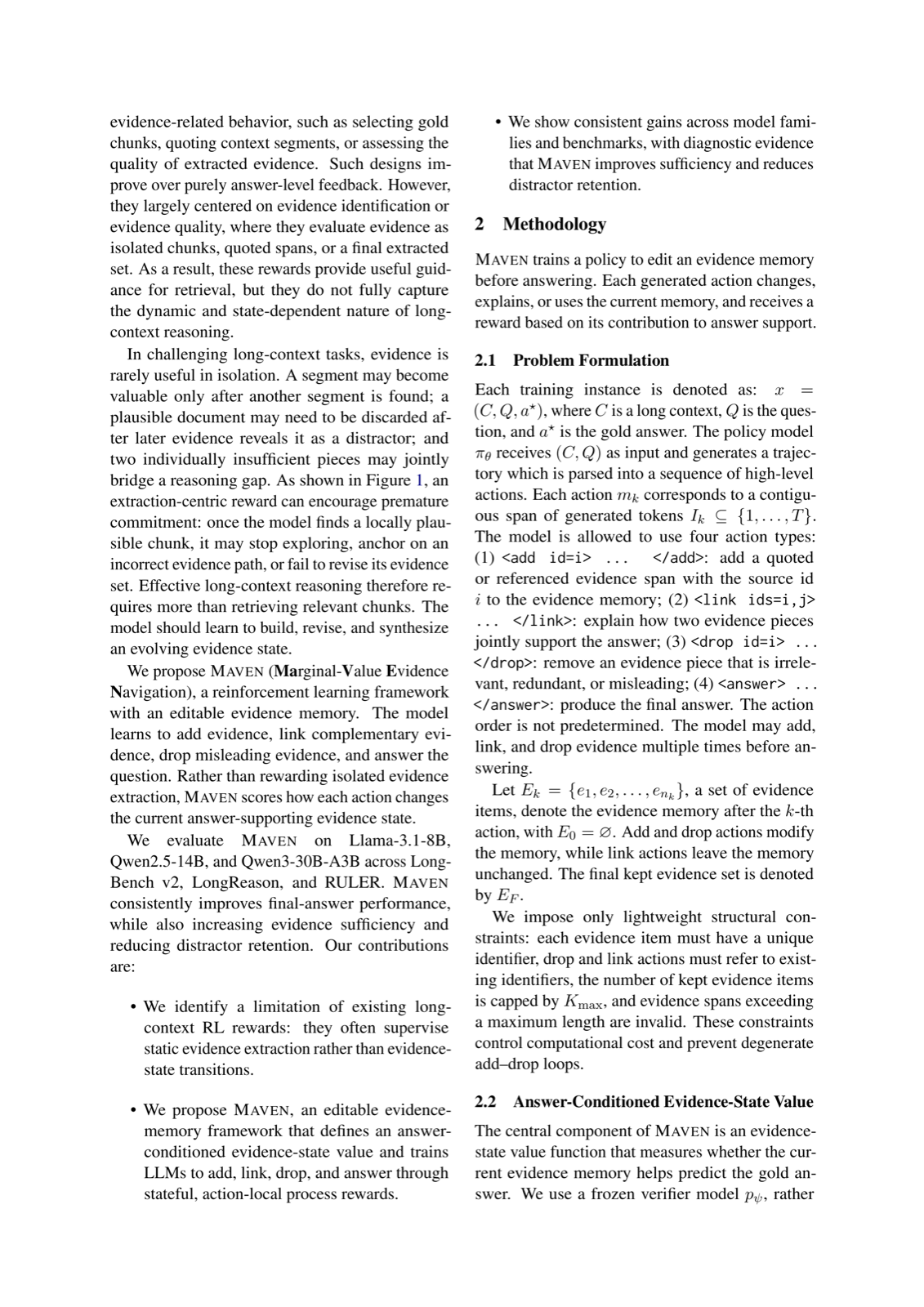 Evidence-State Rewards for Long-Context Reasoning